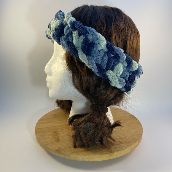 Handmade Kid’s Super Soft & Cozy Winter Headband/Ear Wrap - Variegated Blue - Picture 5 of 9